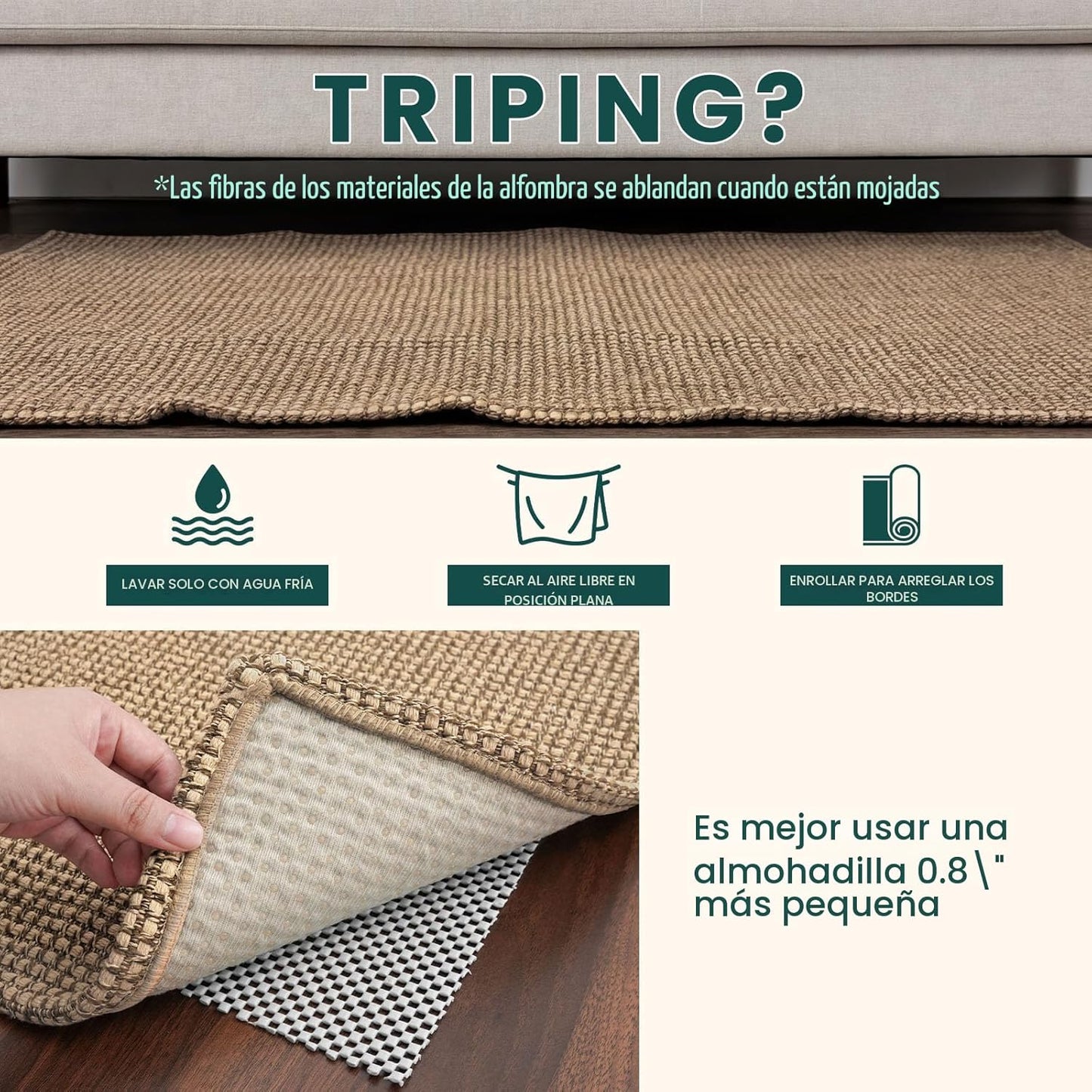 KOZYFLY Alfombra tejida de estilo bohemio lavable de 4 x 5 pies, al...