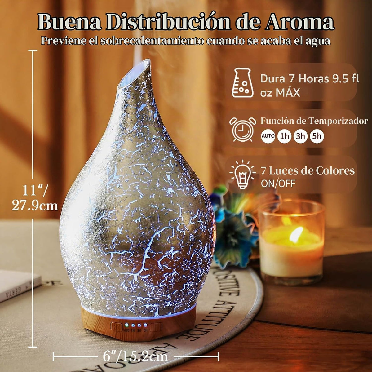 Porseme Difusor de Aceite Esencial de 280ml, Difusor de Aromaterapi...