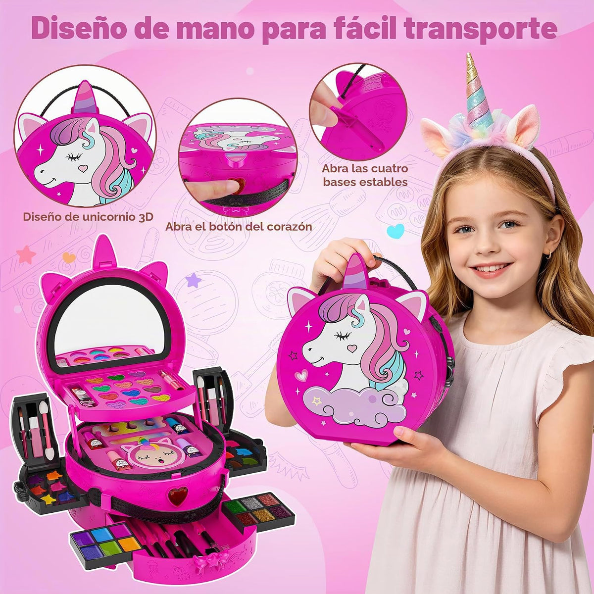 Kit de maquillaje de 59 piezas para niña, estuche de maquillaje lav...