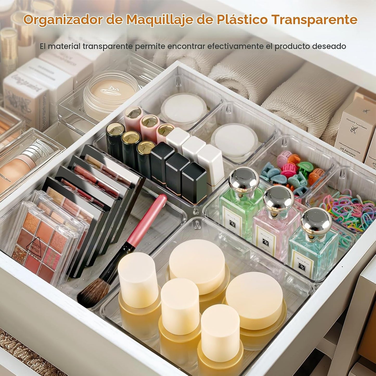Criusia - Juego de 18 organizadores de cajones de plástico transpar...