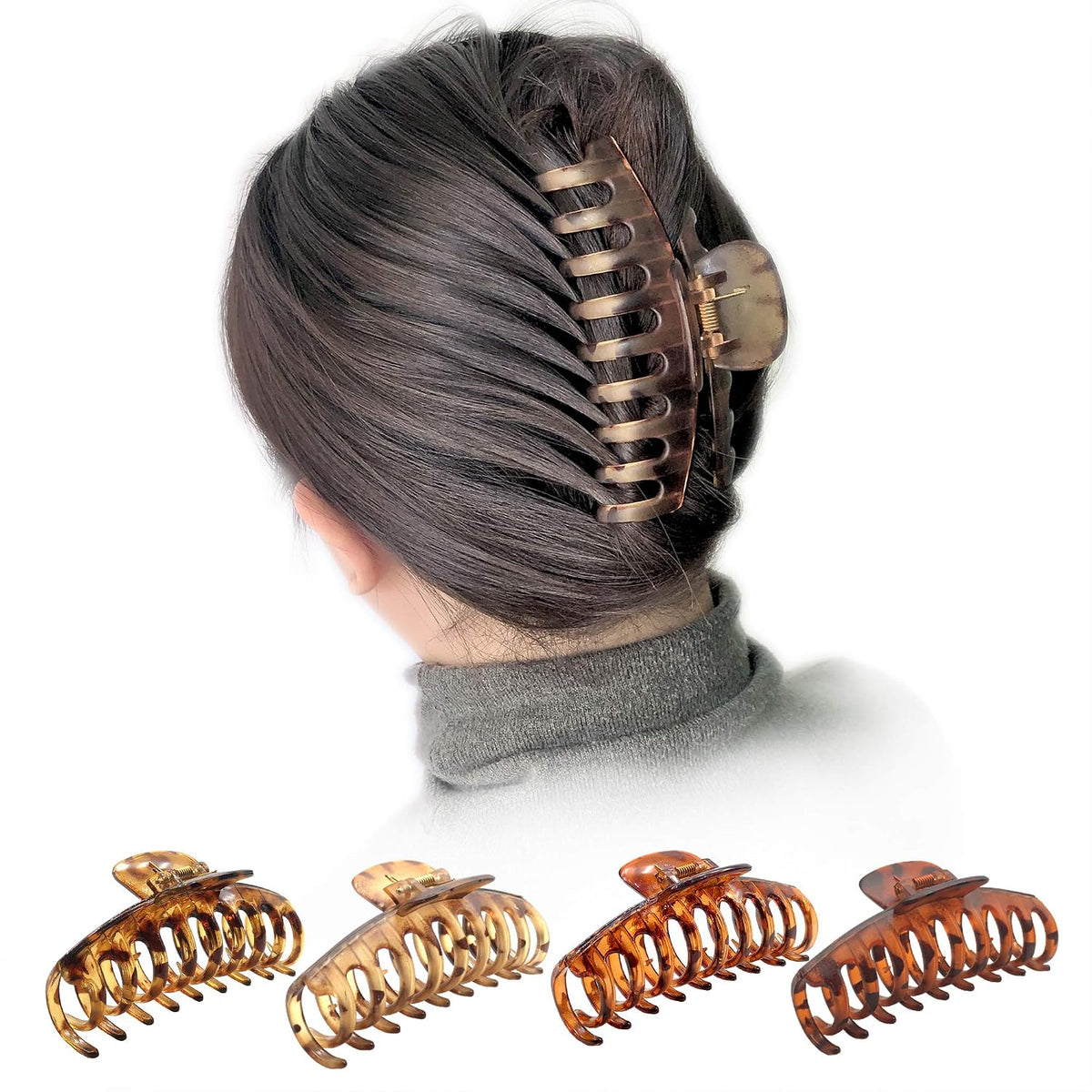 OWIIZI Pinzas grandes para el cabello para mujer, 4.3 pulgadas, dis...