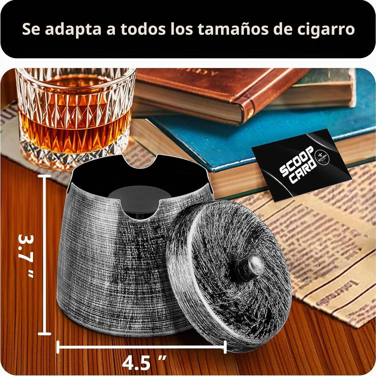 roygra Cenicero para cenizas con tapa, cenicero de cigarros al aire...