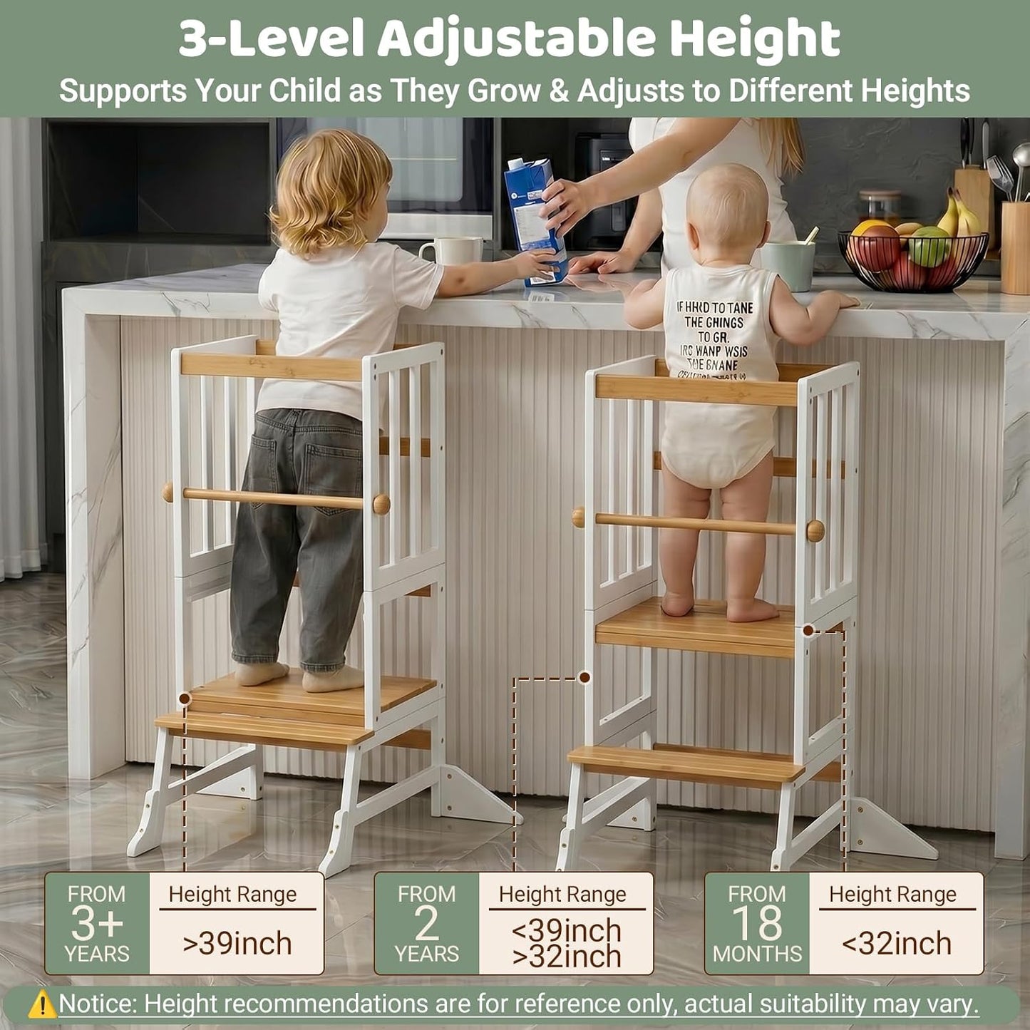 COSYLAND Torre de Pie para Niños Pequeños - Taburete de Cocina Ayud...