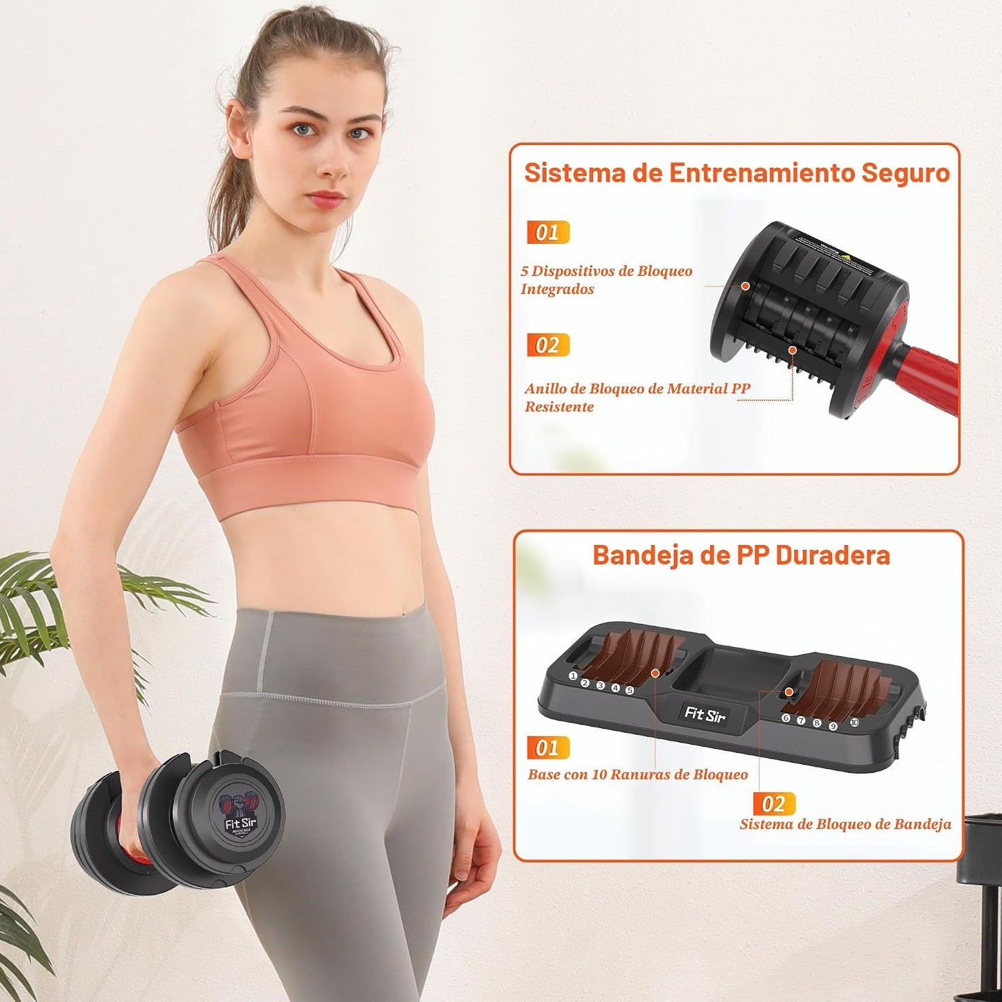 Fit Sir Juego de mancuernas ajustables, 10 en 1, mancuernas ajustab...