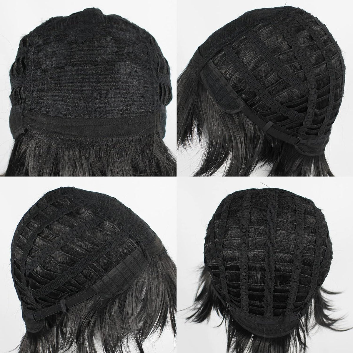 Gorro de peluca ANOGOL + peluca negra corta para hombre, pelucas ne...