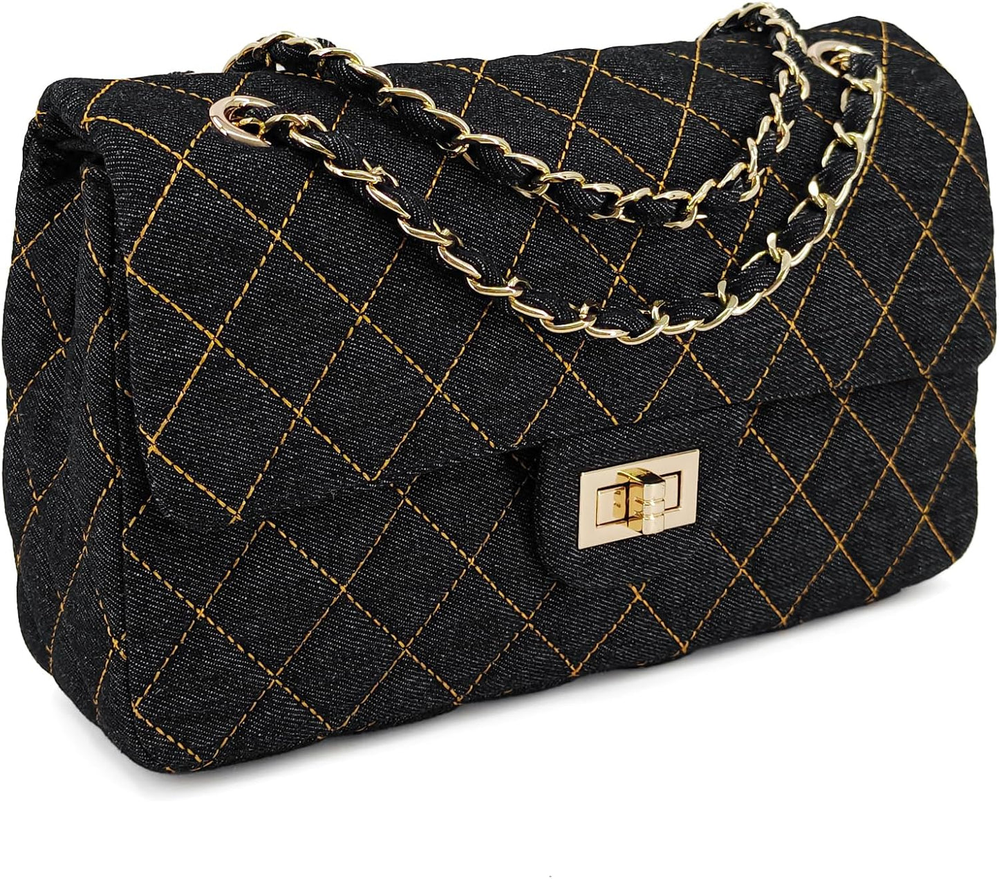 M-ioi-M Bolsos cruzados acolchados de mezclilla para mujer, bolsos...