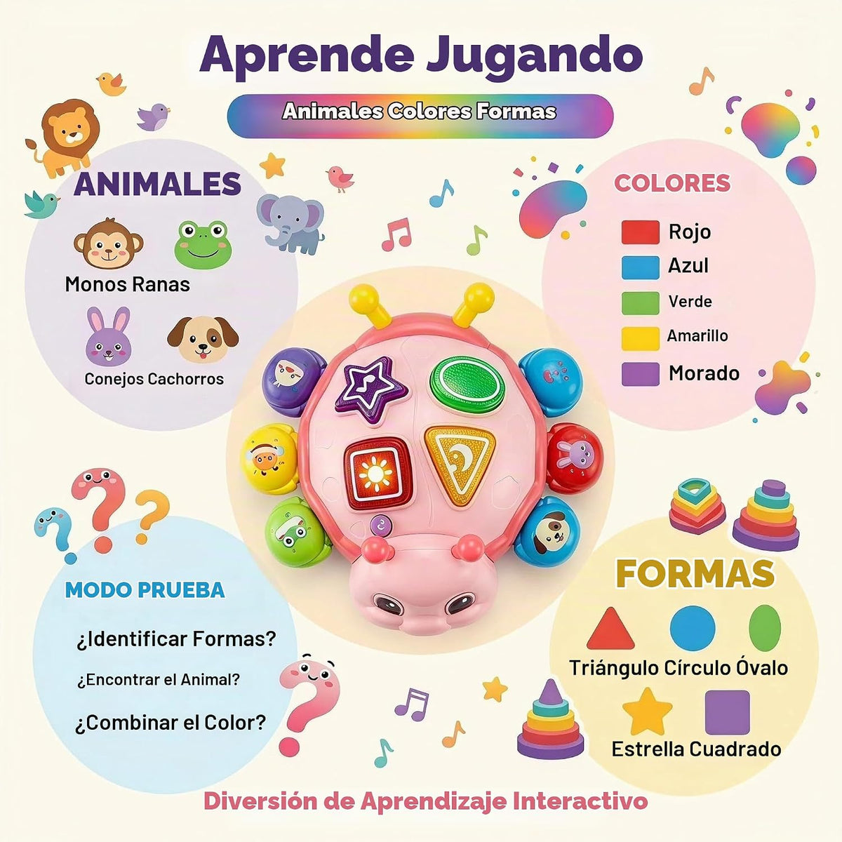 AUUGUU Juguetes musicales para bebés, juguetes musicales iluminados...