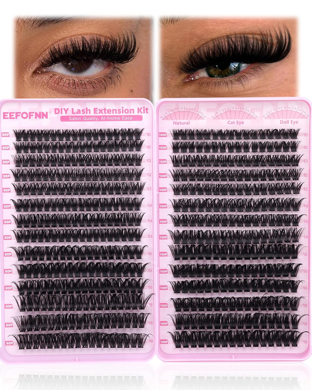 80D 100D Lash Clusters 560 piezas Wispy Volumen de los racimos de p...