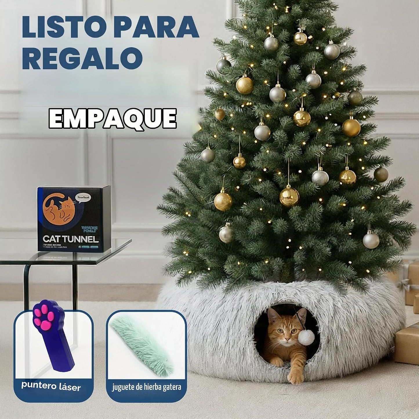 Cama túnel de dona para gatos, túneles para gatos de interior, esco...
