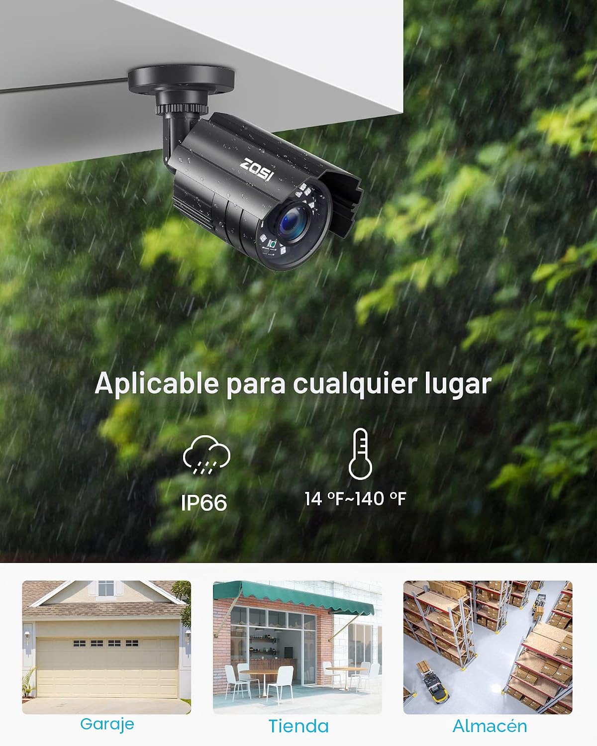 ZOSI - Sistema de cámaras de seguridad CCTV 1080P para exteriores e...