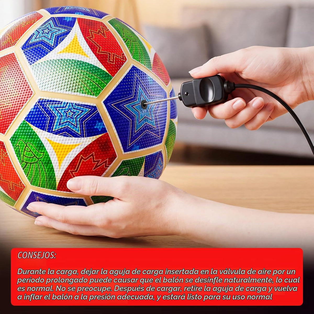 MYOKIA - Balón de fútbol recargable con luz, tamaño 5, tricolor que...