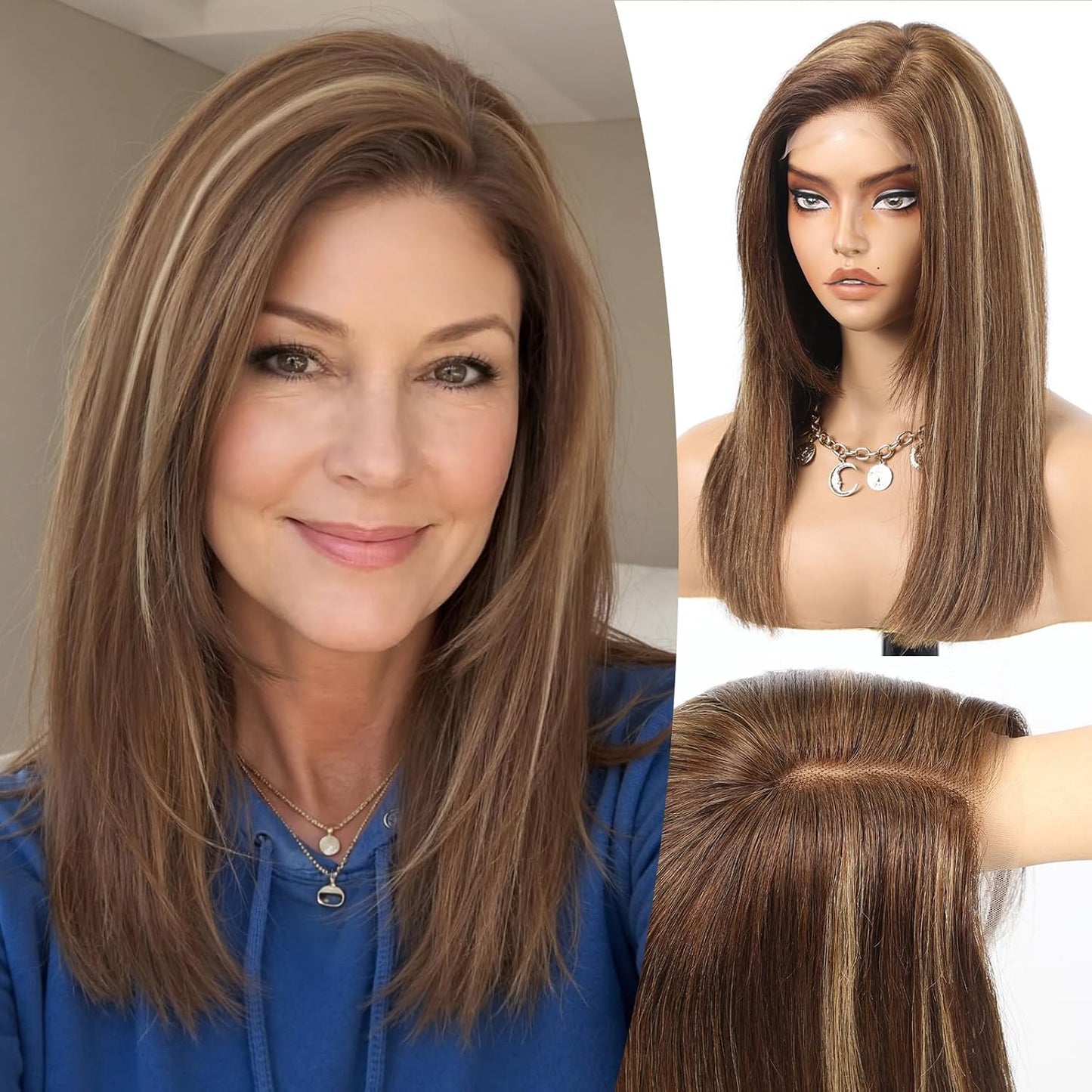 Wear but free KKU Pelucas de cabello 100% humano para mujer, peluca...