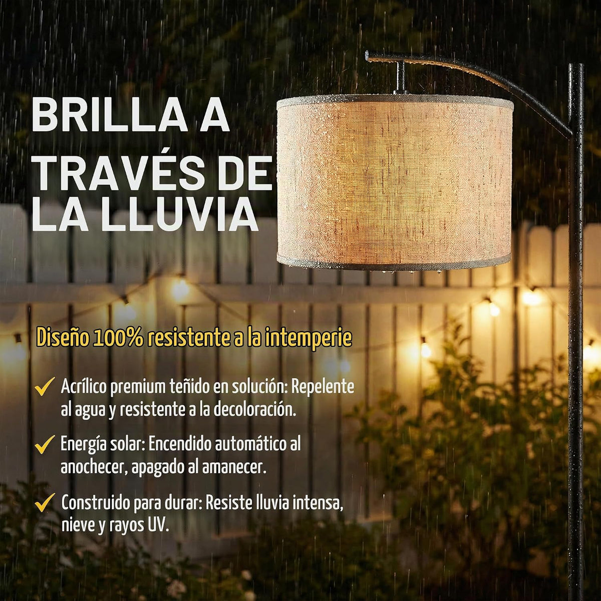 VISFLAIR Lámpara solar de pie para exteriores, luz de pie de arco i...