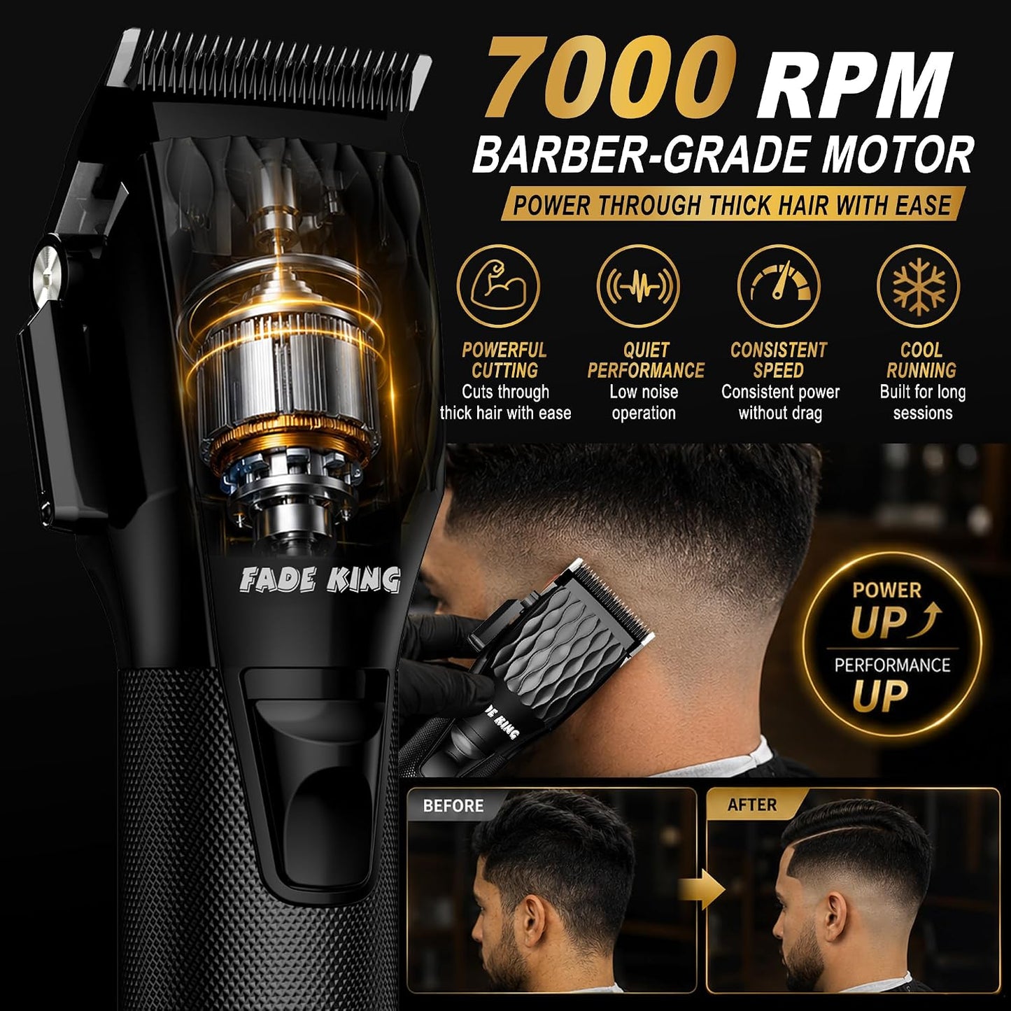 FADEKING Cortadora de pelo profesional para hombres, kit de recorta...