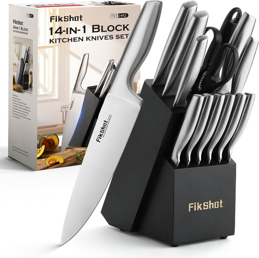 Juego de Cuchillos de Cocina, FIKSHOT Juego de Cuchillos de Acero I...