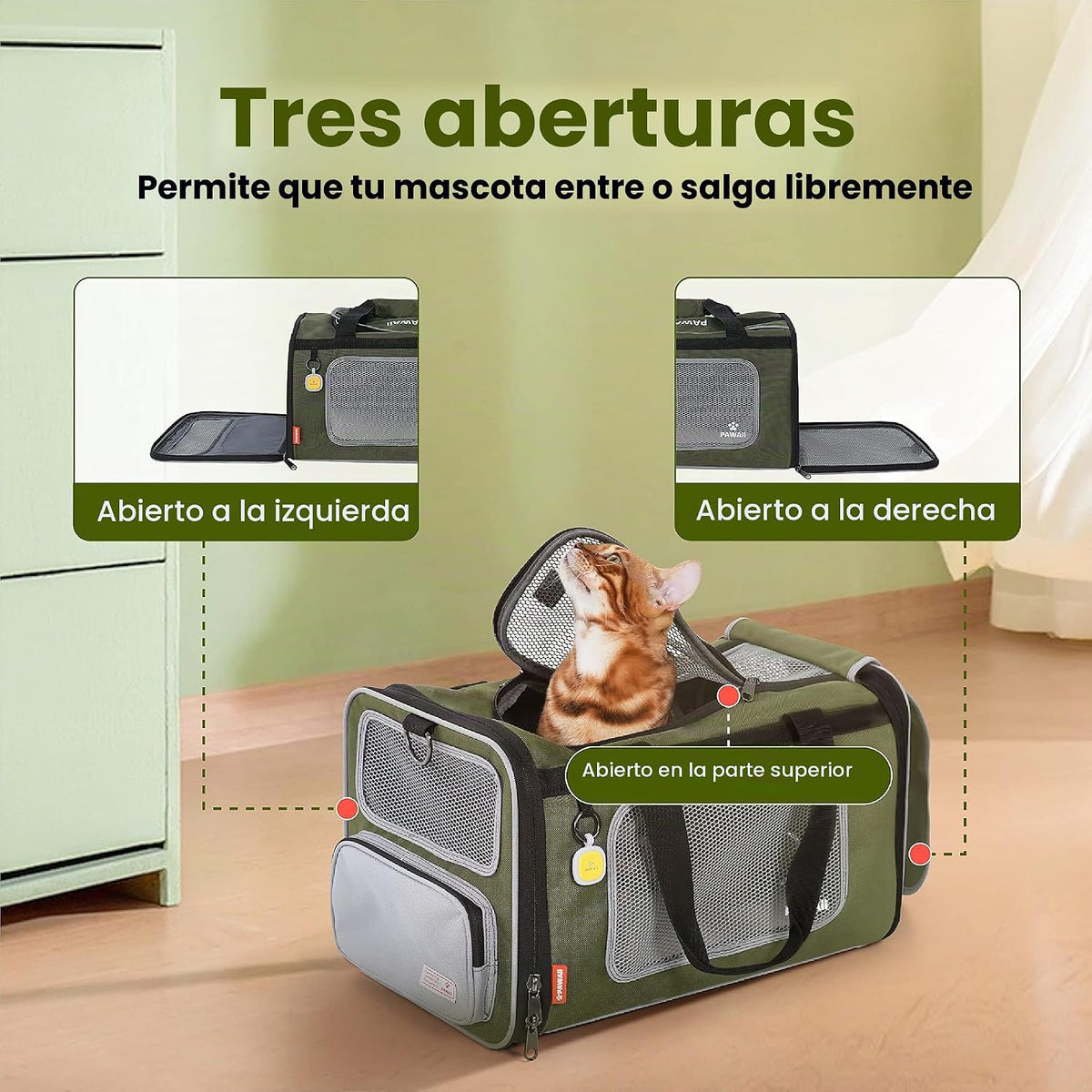 Pawaii Transportador para mascotas, aprobado por la aerolínea TSA,...