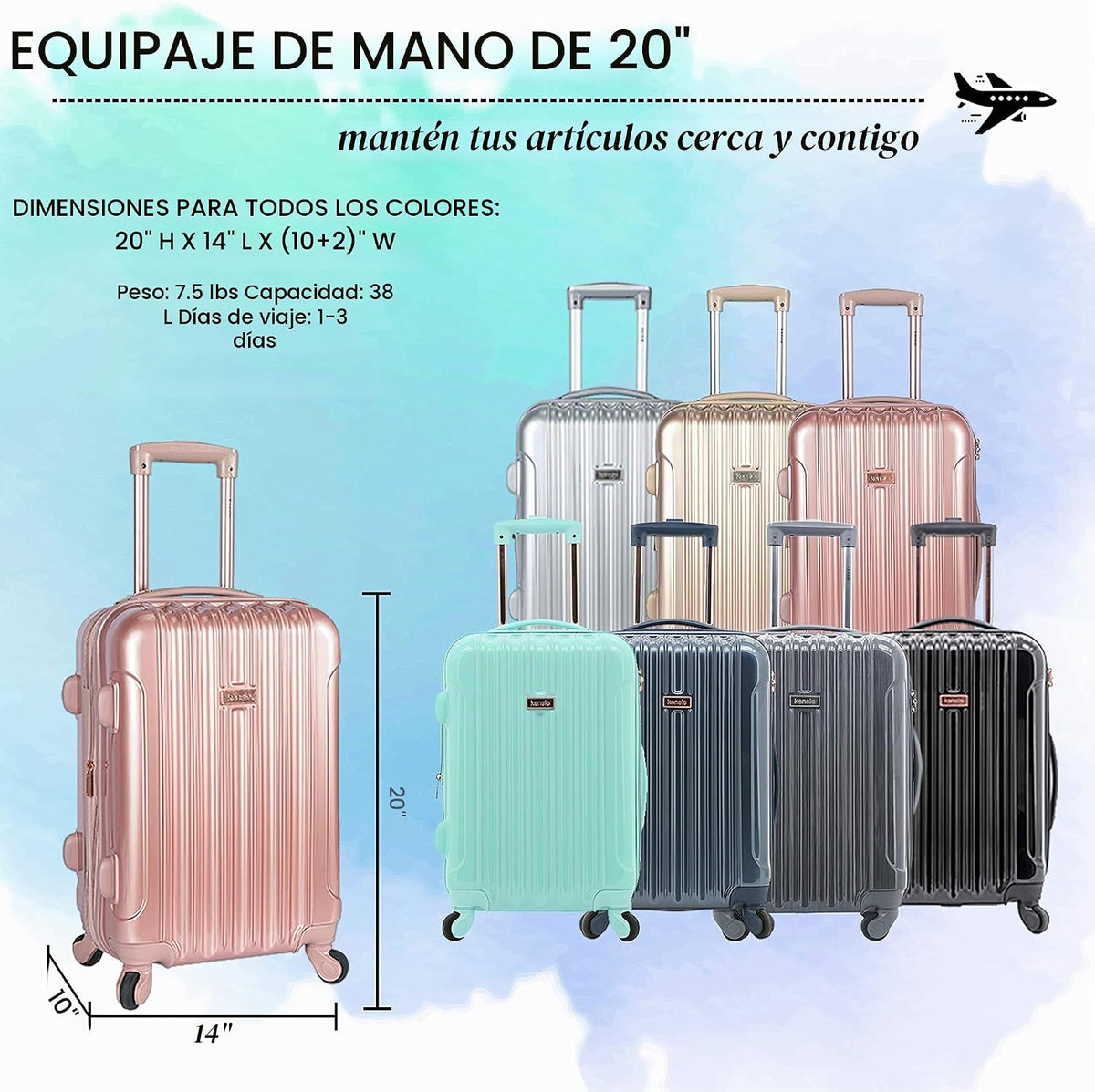 kensie Conjunto de equipaje Alma para mujer, Metal (Gun Metal), Mal...