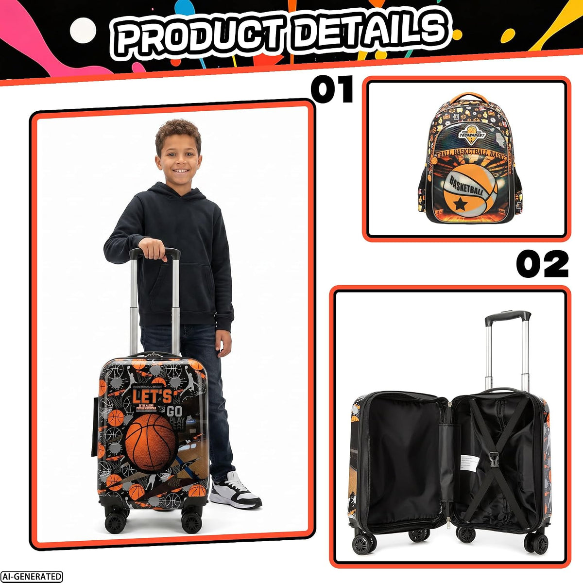 Homskiii Juego de maletas para niños, 5 piezas, equipaje rígido de...