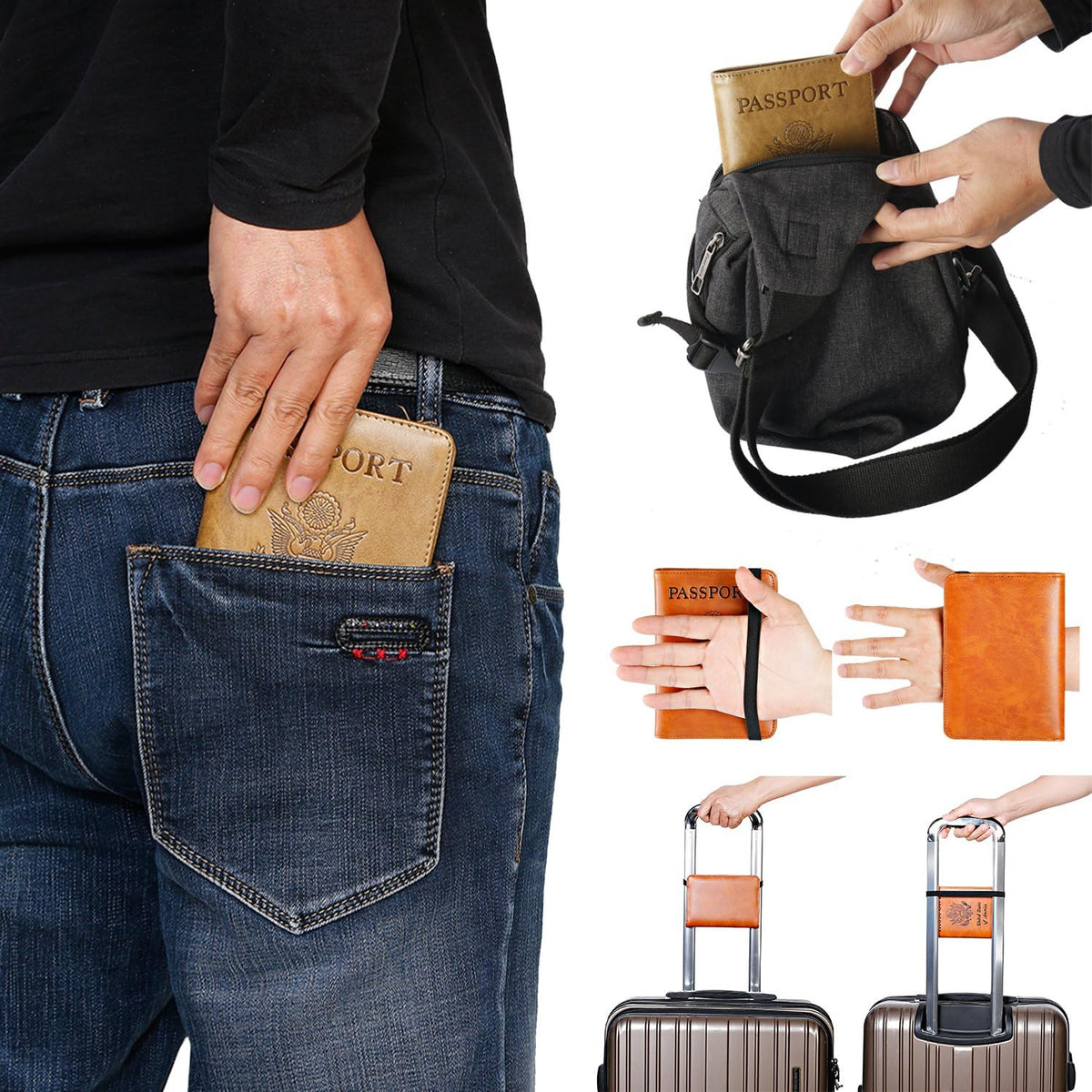 Soporte para pasaporte, artículos esenciales de viaje, funda para p...