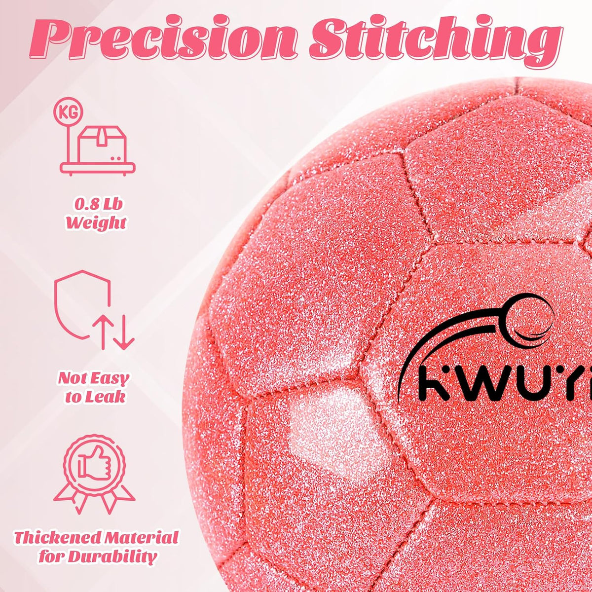 OKWUYiK Balón de fútbol de talla 3, 4, 5, con purpurina rosa, dorad...