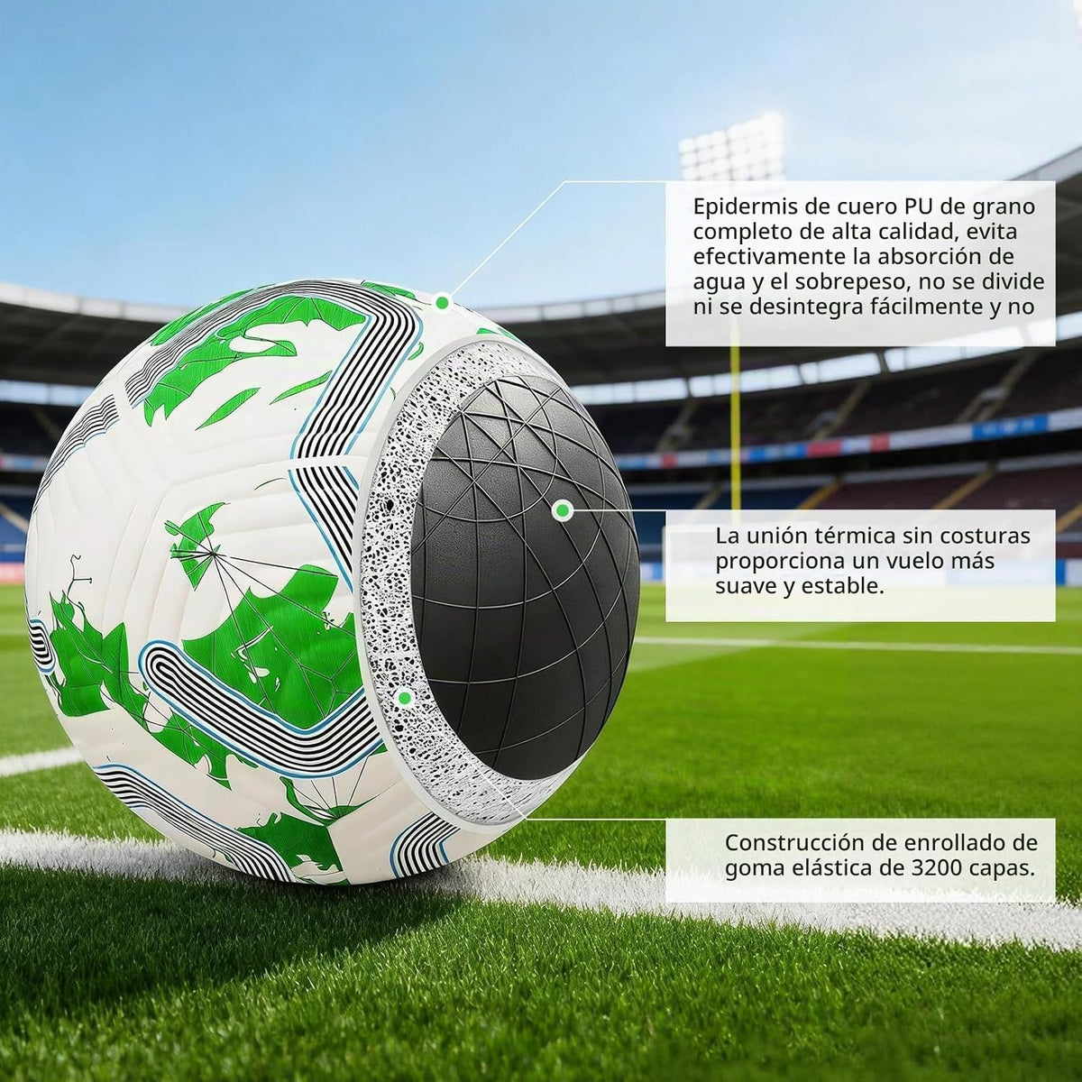 CWBCWB Balón de fútbol tamaño 5 para adultos y jóvenes, pelota de e...