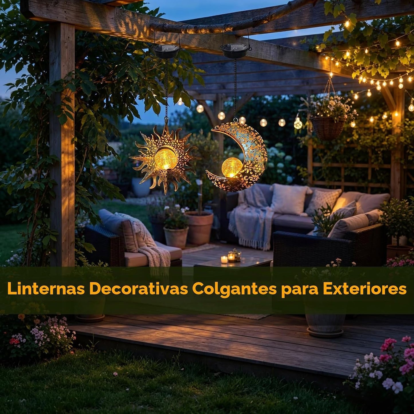Amugmilk Luces solares colgantes para exteriores, paquete de 2 lint...