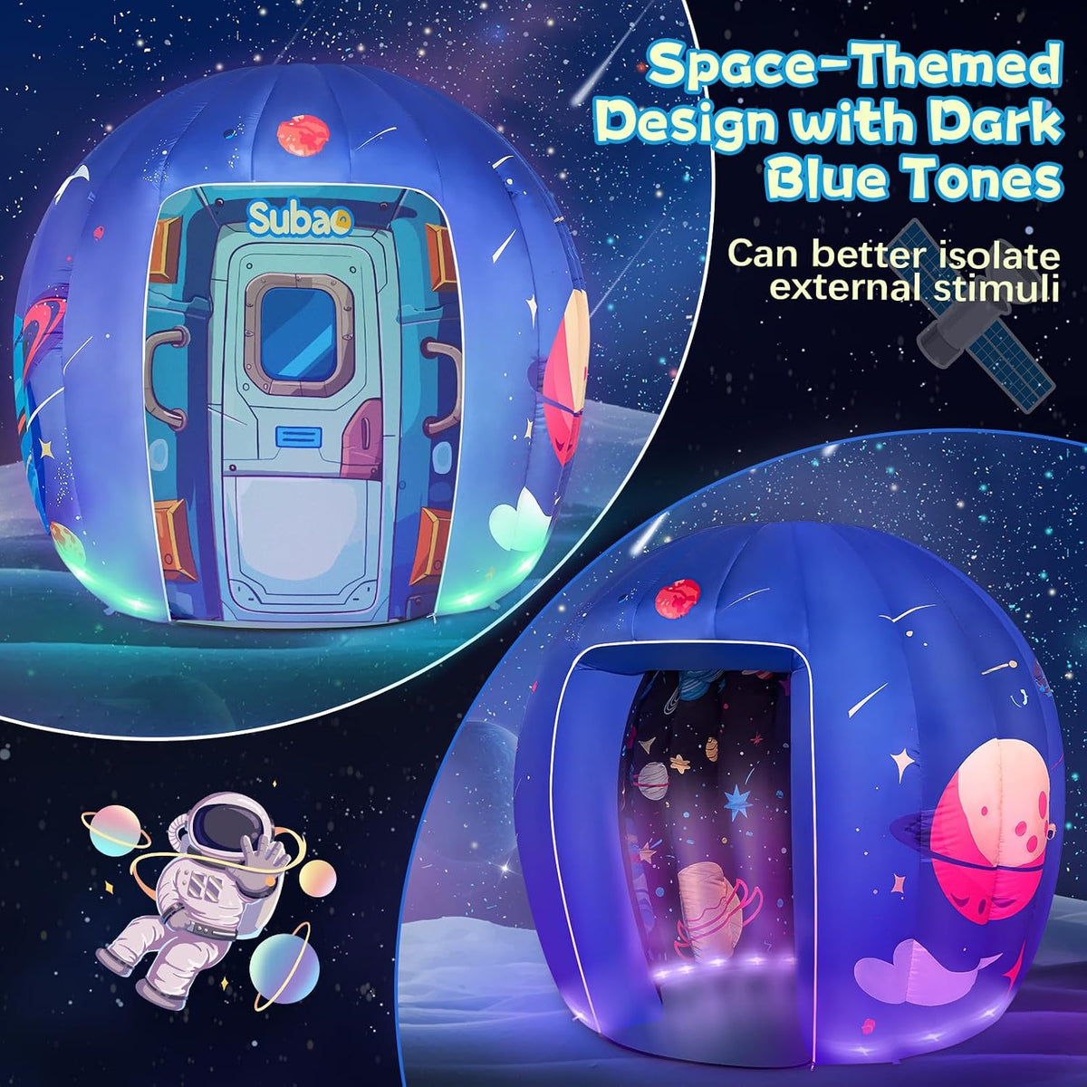 Subao Tienda de campaña sensorial para niños y adultos, astronauta,...