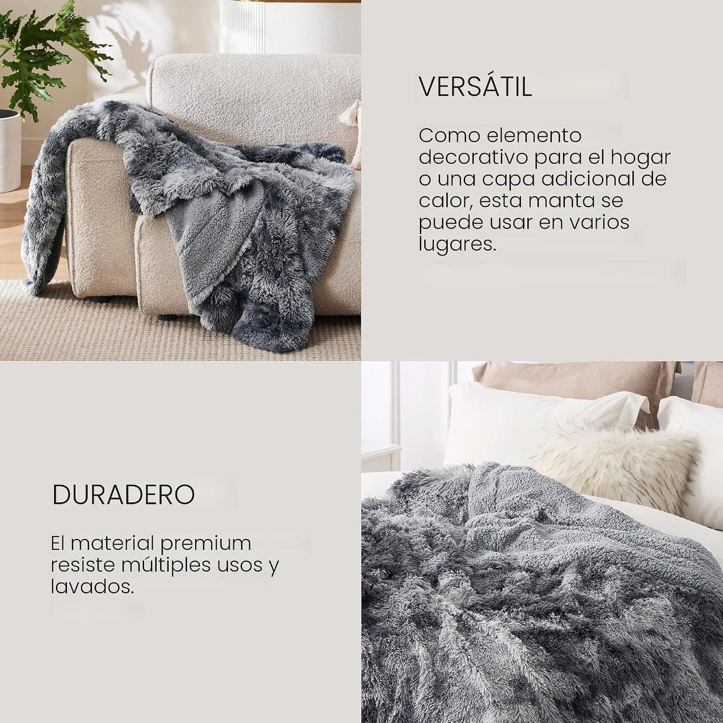 Bedsure GentleSoft - Manta esponjosa de forro polar sherpa de piel...