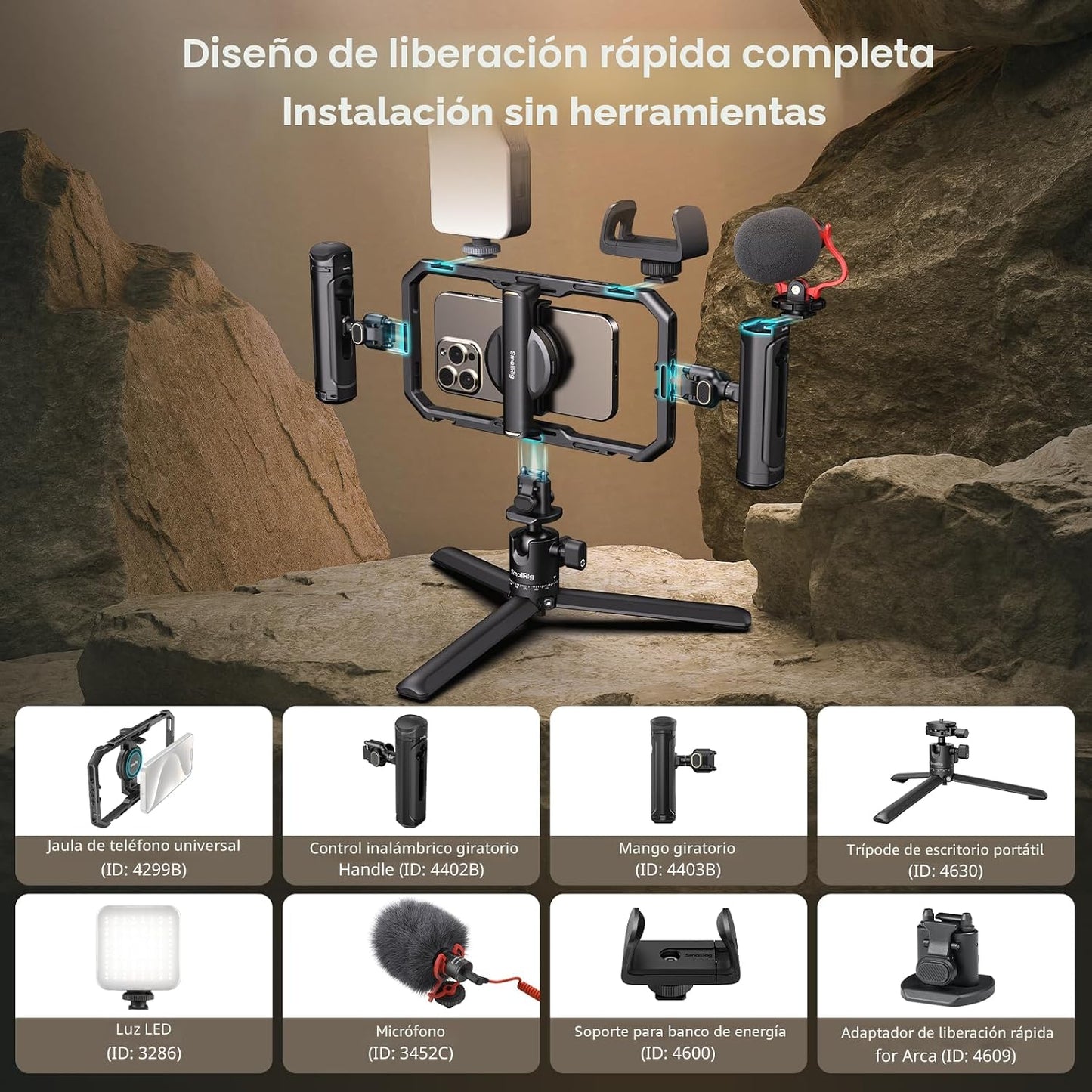 SmallRig - Kit todo en uno universal de liberación rápida para vide...