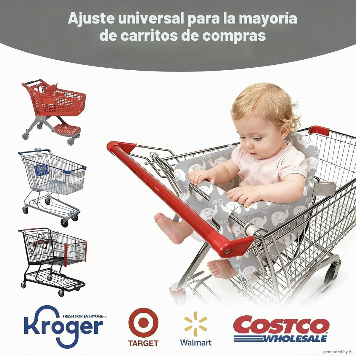Funda acolchada para carrito de compras para bebés y niños pequeños...