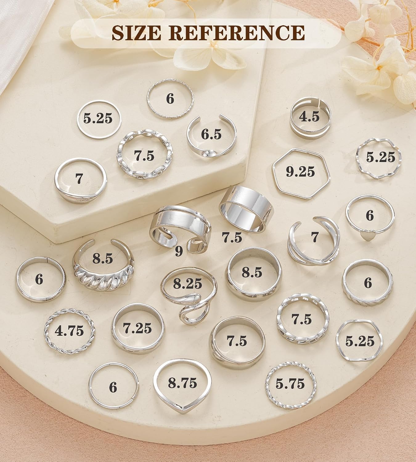 YEEZII Juego de 25 anillos dorados para nudillos para mujer, lindos...