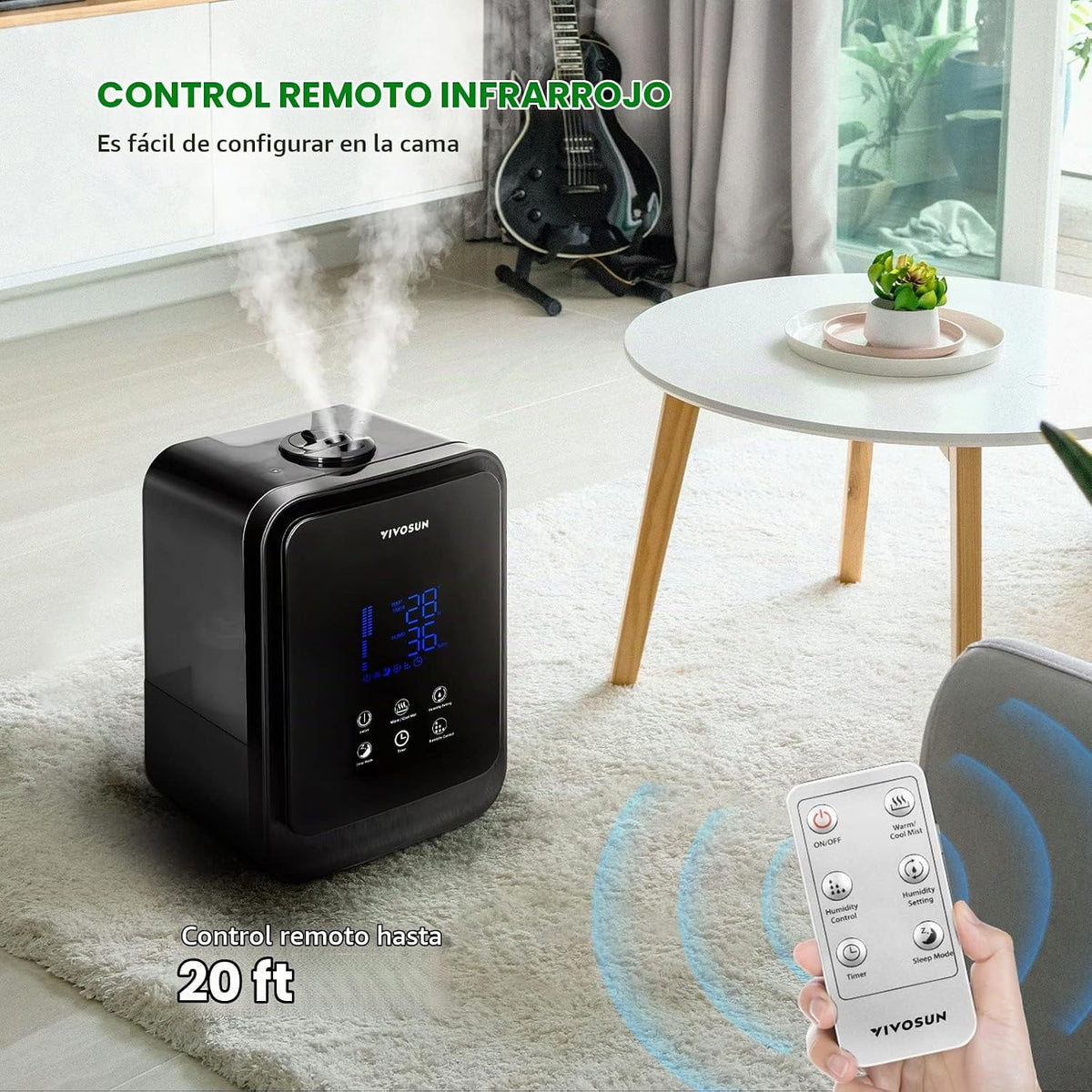 VIVOSUN Humidificador ultrasónico de niebla fría y cálida 2 en 1 de...