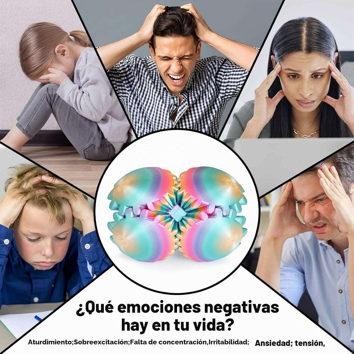 GearSphere Juguete Fidget de Pelota Giratoria o Cubo Impreso en 3D,...