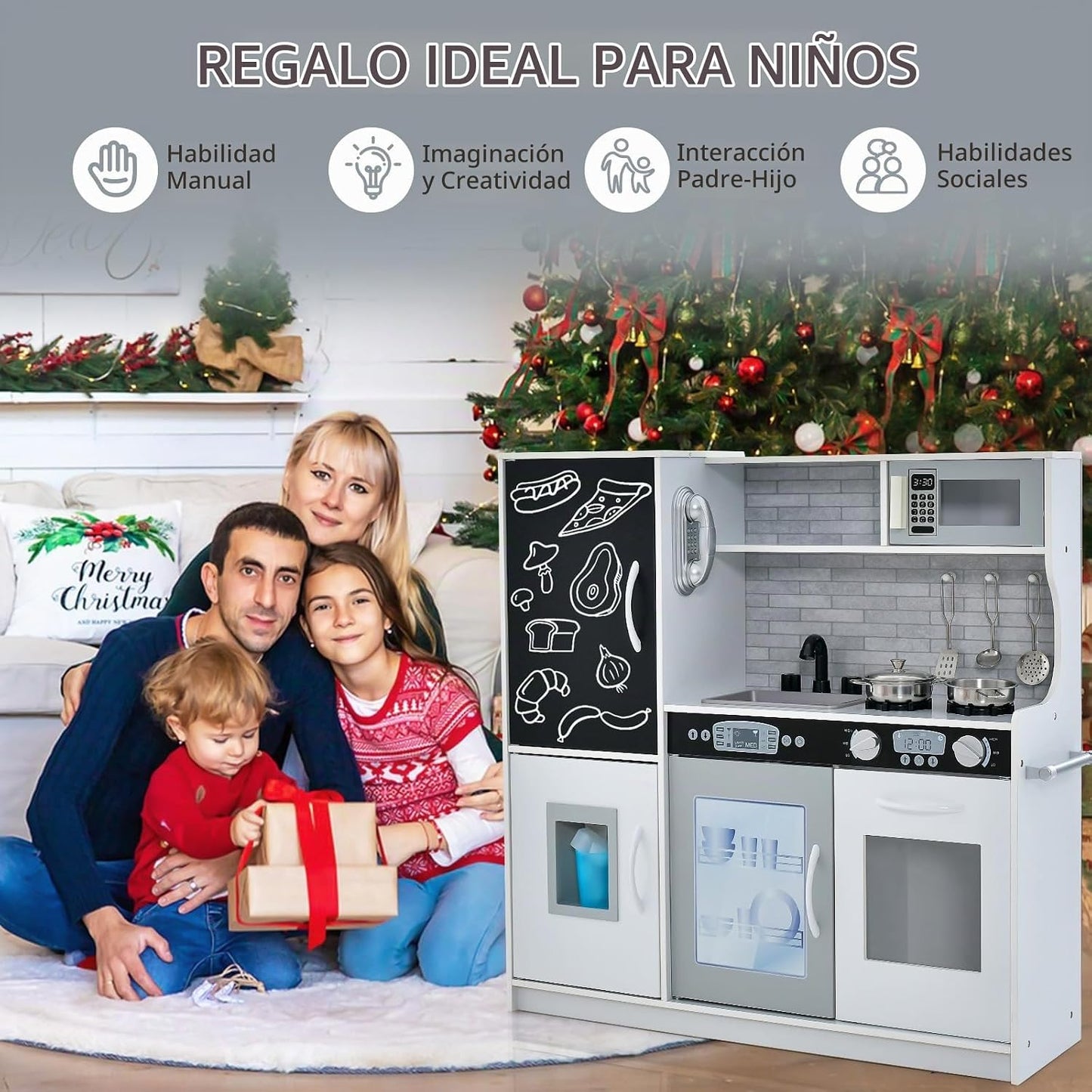 Costzon Juego de Cocina para Niños, Set de Juguetes de Cocina de Ma...