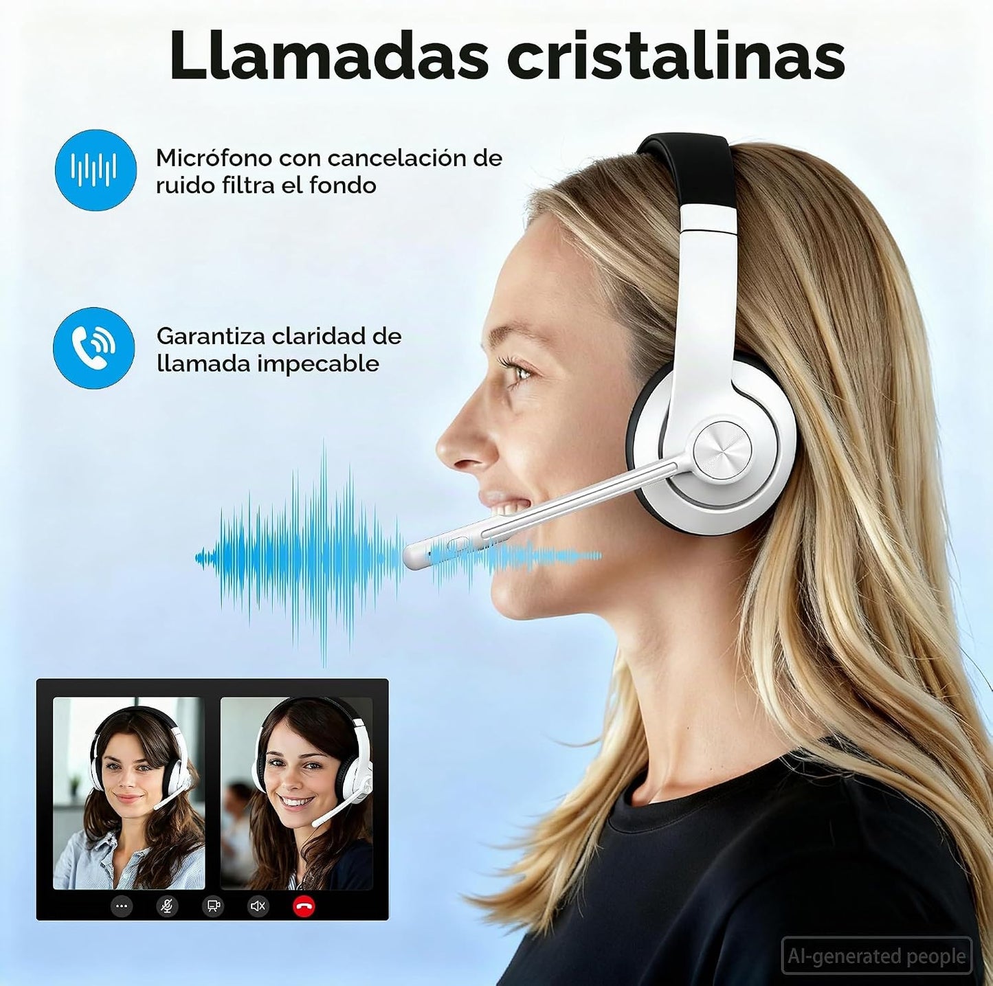 Auriculares inalámbricos AOC con micrófono para el trabajo, auricul...