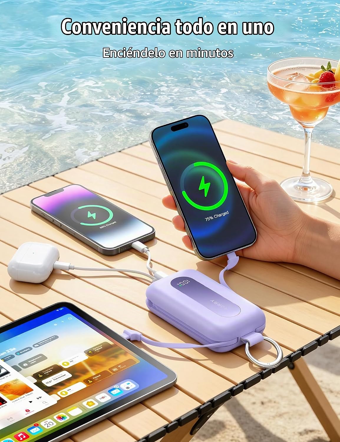 RORRY CharmGo Cargador portátil 20000mAh 30W Power Bank 4 en 1 Bate...
