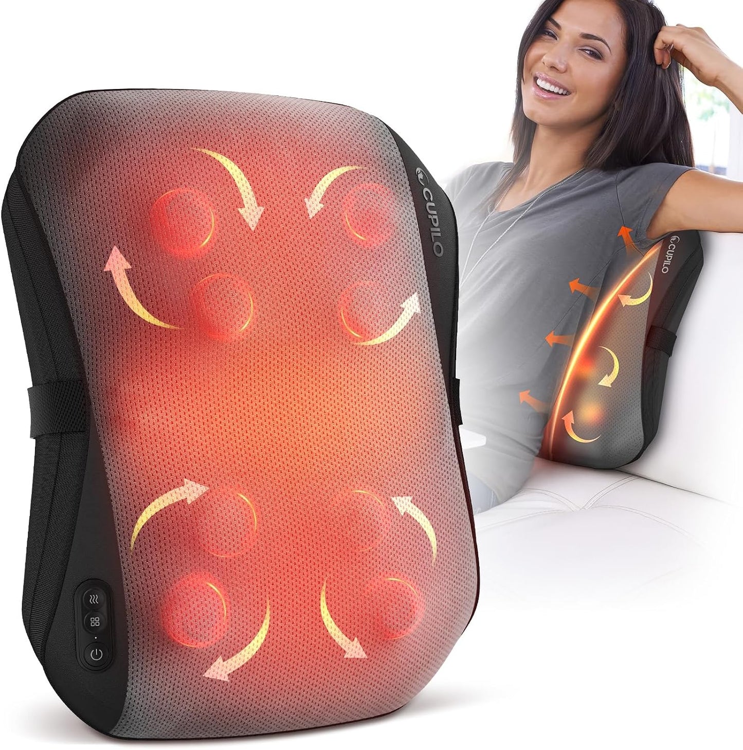 CuPiLo Masajeador de espalda Shiatsu con calor, HSA elegible para F...