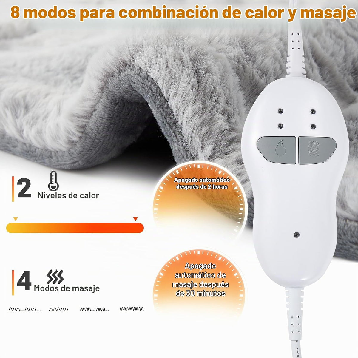 Almohadilla térmica de masaje para el cuello, hombros y espalda, al...