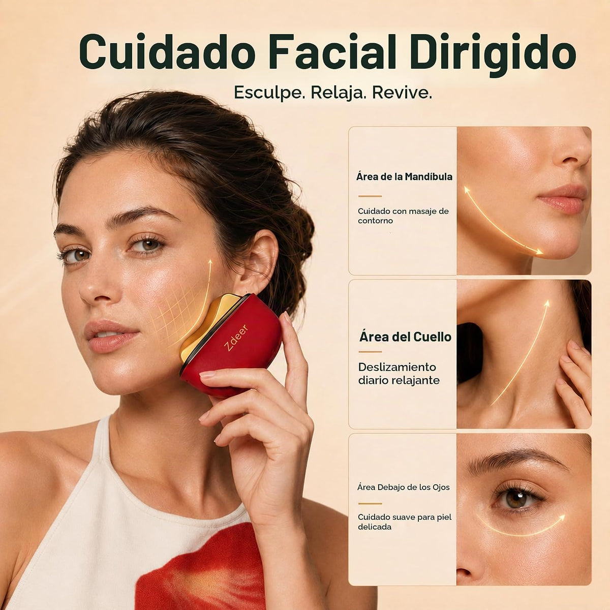 ZDEER Terapia de luz roja LED para masajeador facial y cuello, disp...