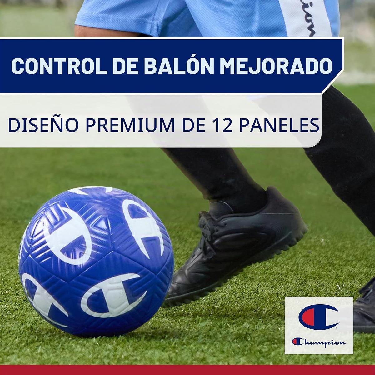 Champion Playmaker Logo Balón de fútbol desinflado con bomba, balón...