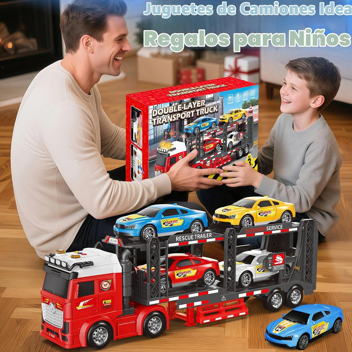 Juguetes para niños de 3, 4, 5, 6, 7 años, camión de carreras de do...