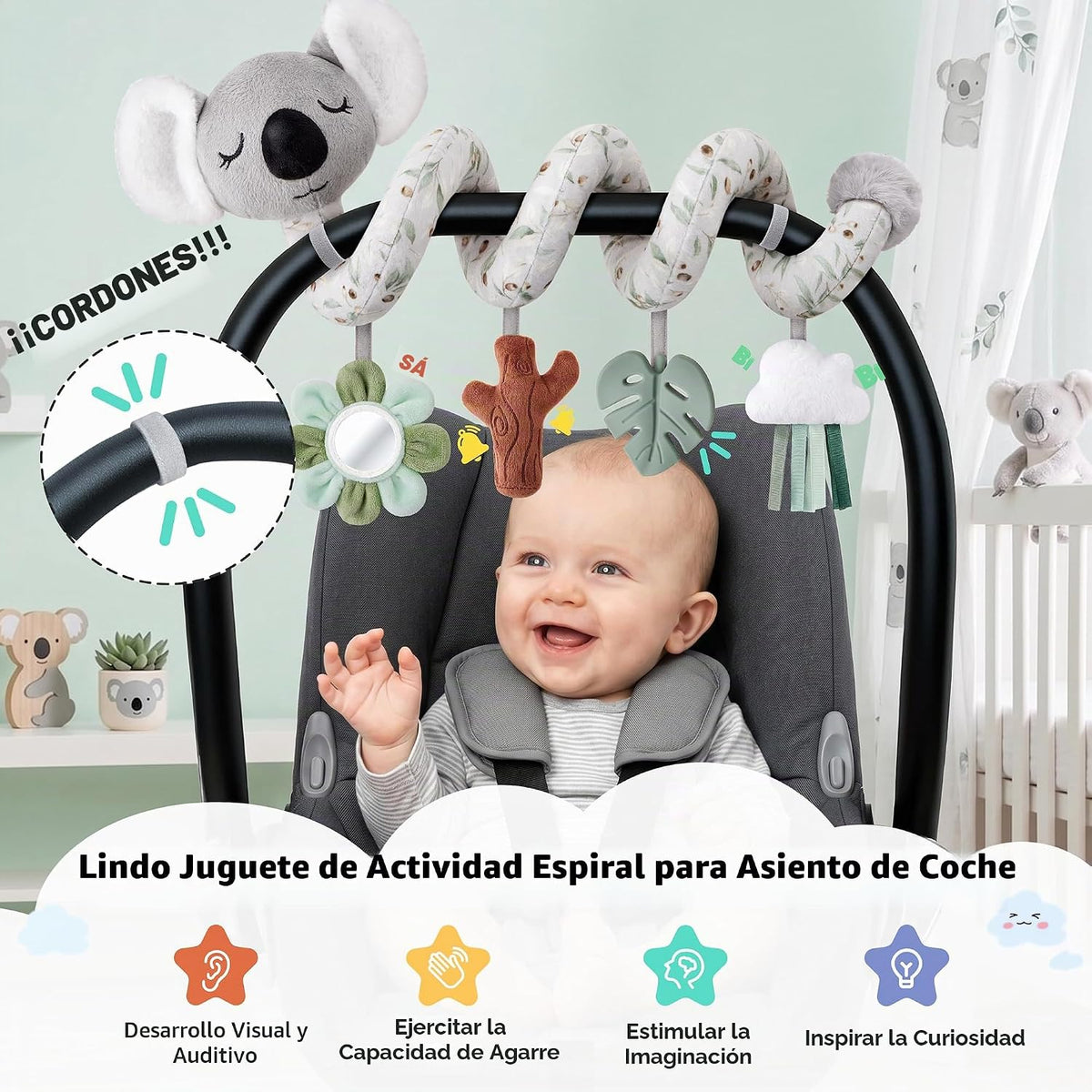 Stuffed Juguetes estéticos de asiento de automóvil en espiral Koala...