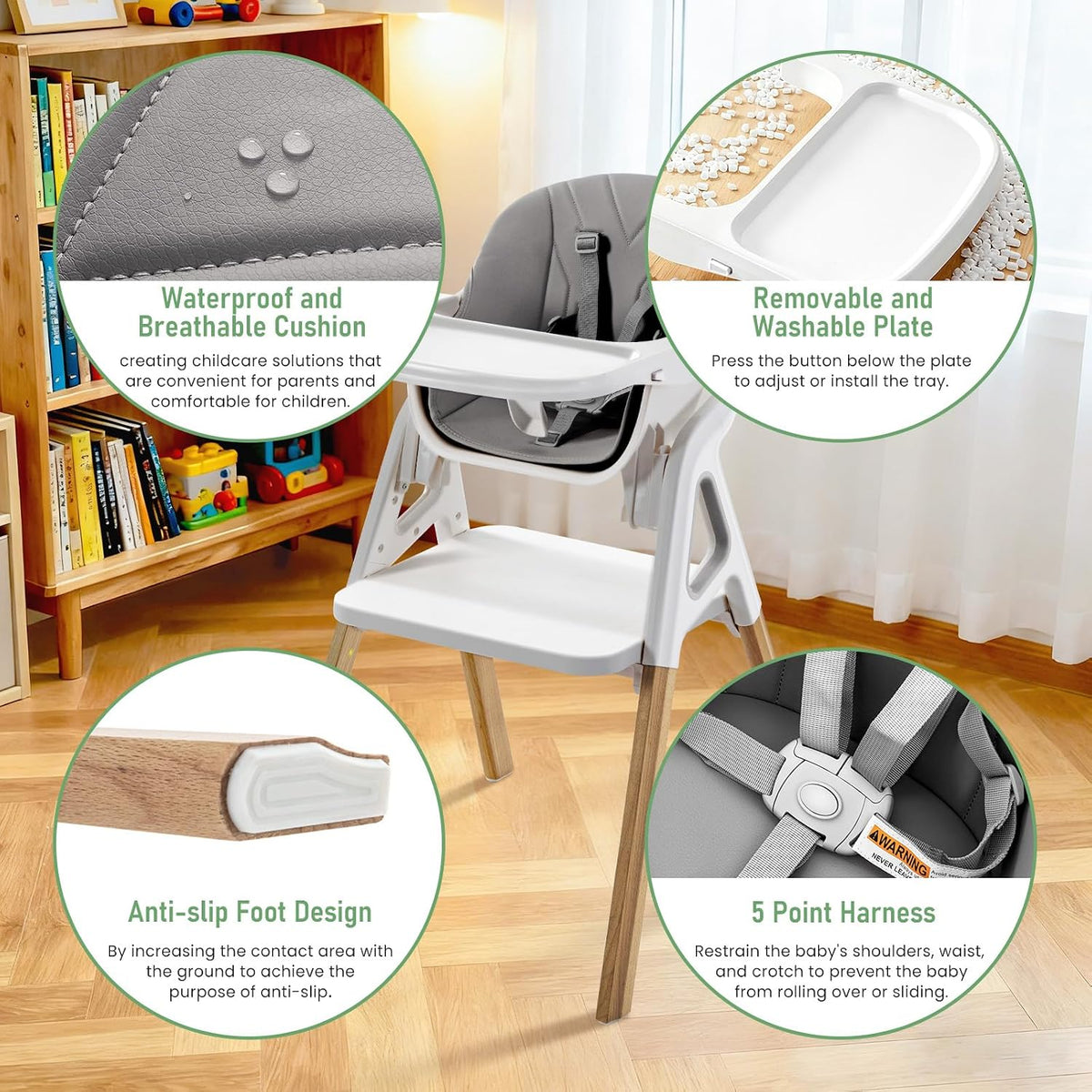 Silla alta para bebé, para bebés y niños pequeños, silla alta conve...