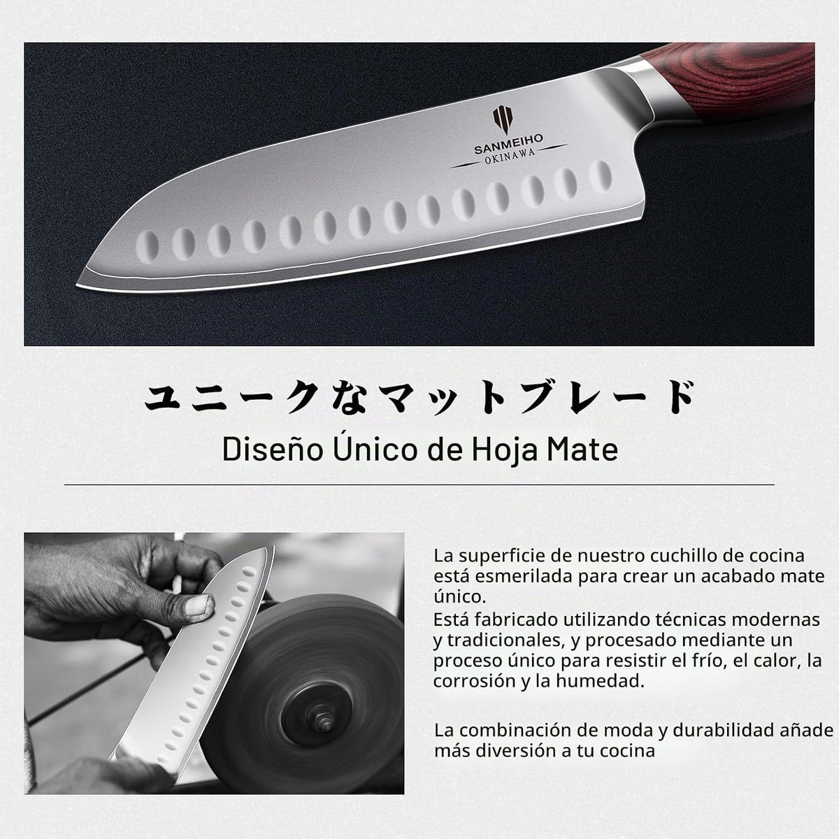 SANMEIHO Cuchillo de chef de 7 pulgadas, cuchillo Santoku japonés d...