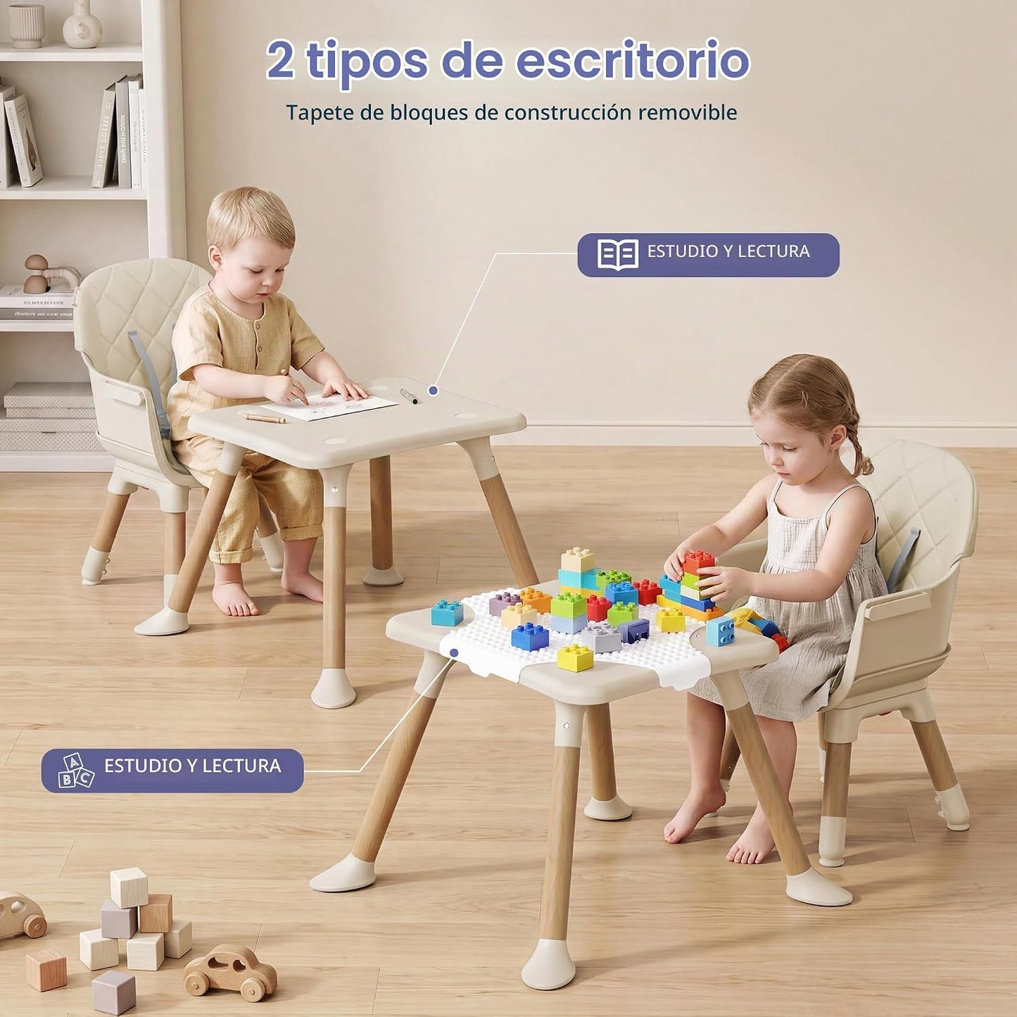 Silla alta convertible 6 en 1 para bebé y niño, silla alta para niñ...