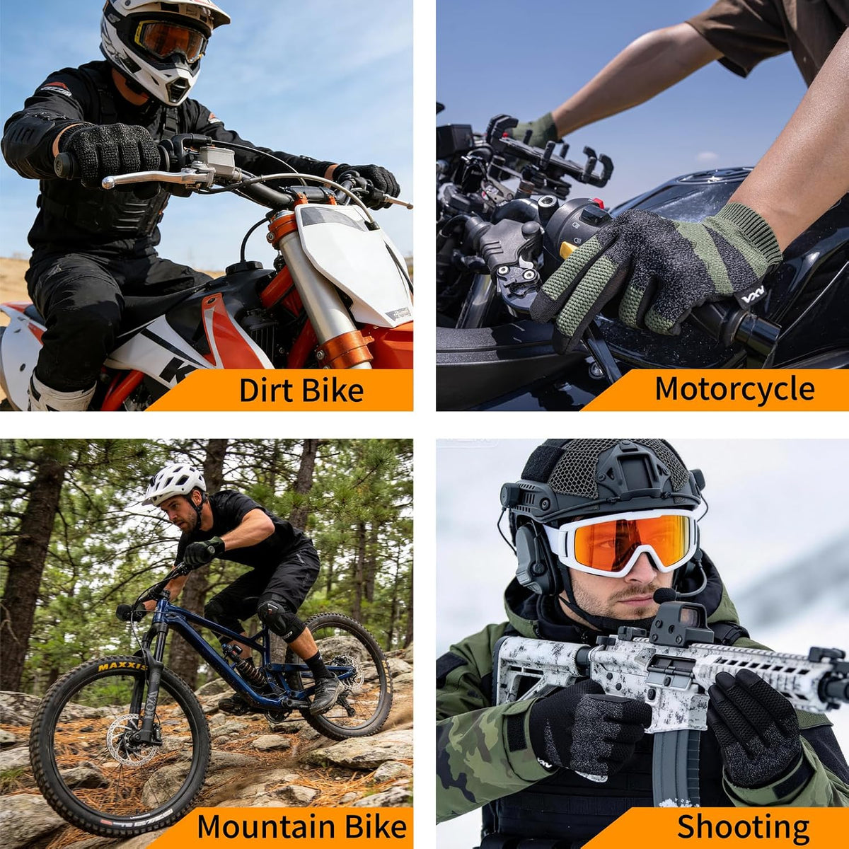 VXW Guantes de motocicleta para hombre \u2013 Guantes tácticos prot...
