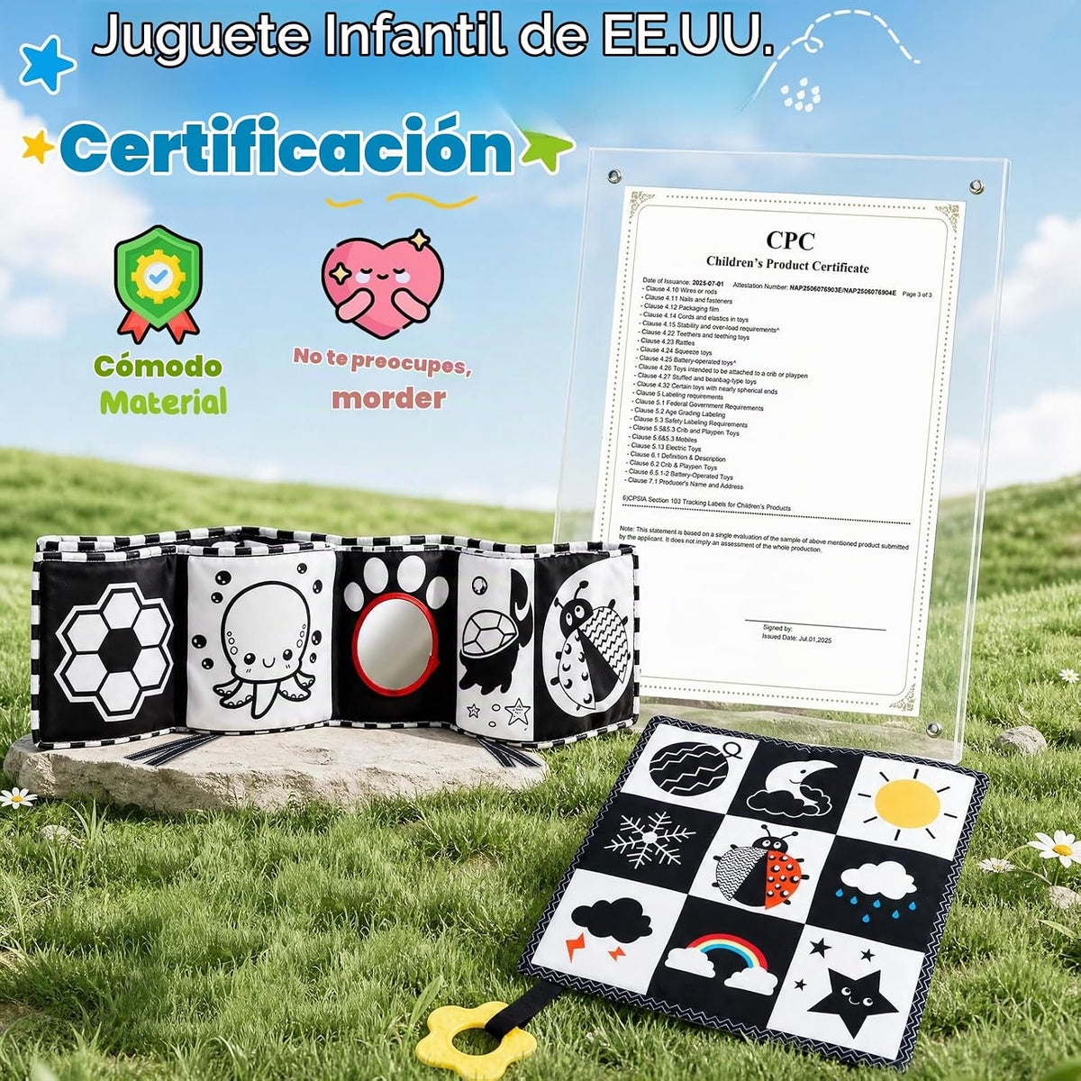 JONEG Juguetes para bebés de alto contraste para recién nacidos de...