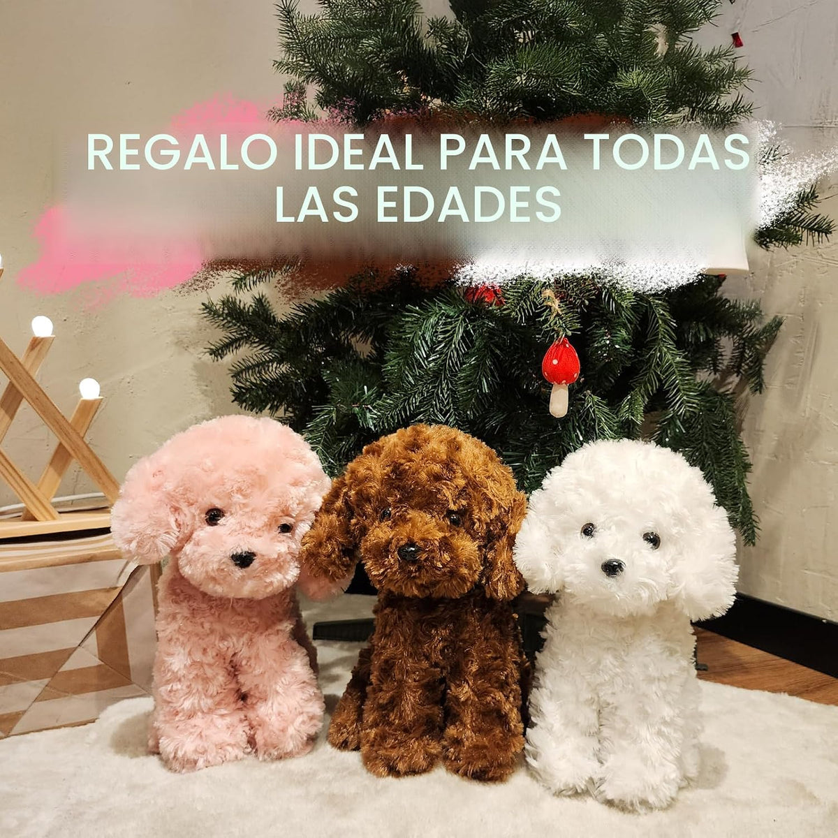 WEIGEDU Adorable juguete de peluche Labradoodle de caniche rojo esp...