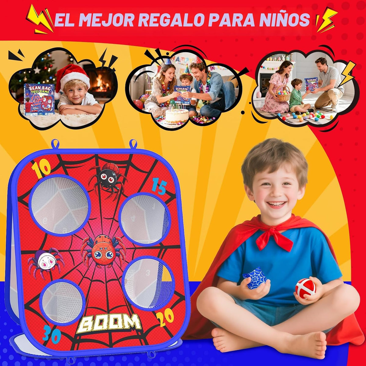 Juego de Lanzamiento de Bolsas de Frijoles Araña, Tablero de Cornho...