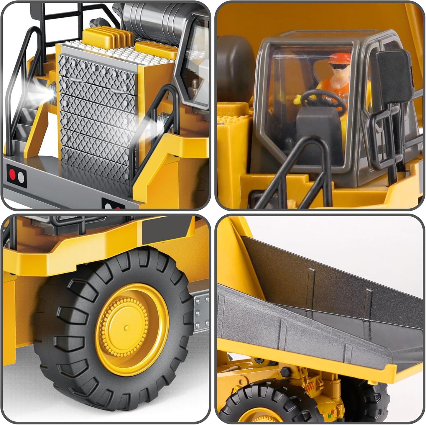 PREPOP Camión volquete RC para niños, camión de construcción a cont...